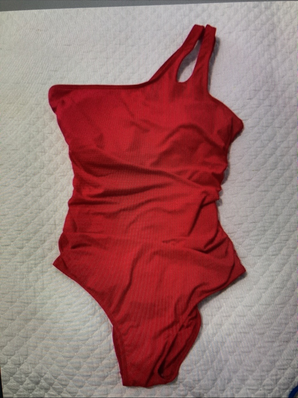 One-Shoulder Red Women's One-Piece Swimsuit